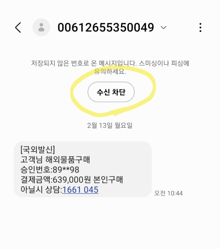  스팸주의 해외물품구매 승인번호 89**99