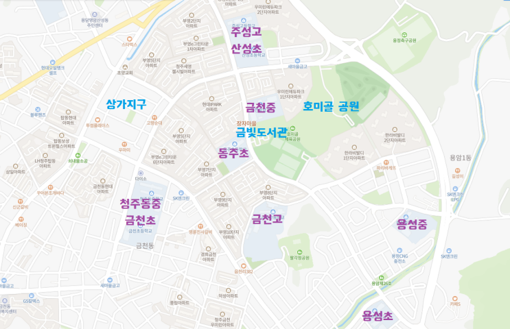  청주 금천동 소개, 금천동 아파트 단지, 배정초등학교, 초중고 학군 및 금빛도서관, 실거주에 좋은 곳