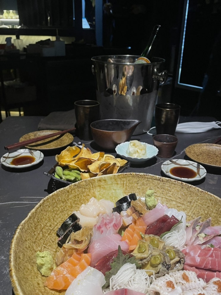  합정 홍대 맛집 이자카야 미야비 1호점 신선한 제철 모둠 사시미 4인과 월계관 준마이 750 사케