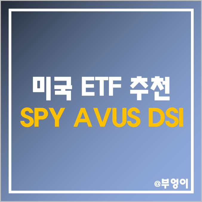 미국 ETF 추천 - SPY, AVUS, DSI 주가 및 배당 수익률 (분기 배당주 및 적립식 인덱스 펀드) 미국 ETF 추천 - SPY, AVUS, DSI 주가 및 배당 수익률 (분기 배당주 및 적립식 인덱스 펀드)