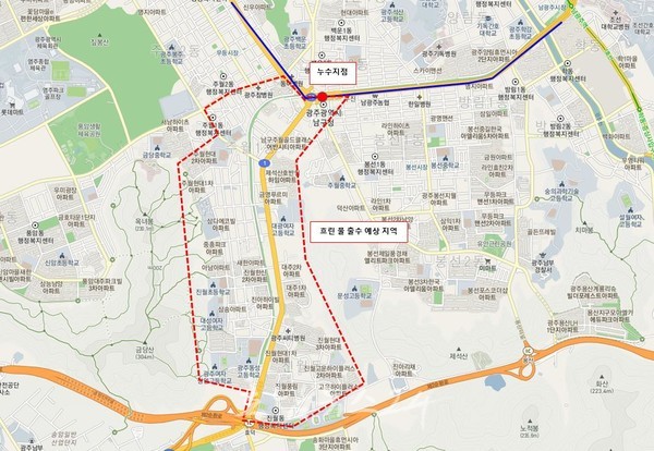  광주광역시, 남구 백운광장 도시철도 2호선 상수도관 파손 긴급복구 작업
