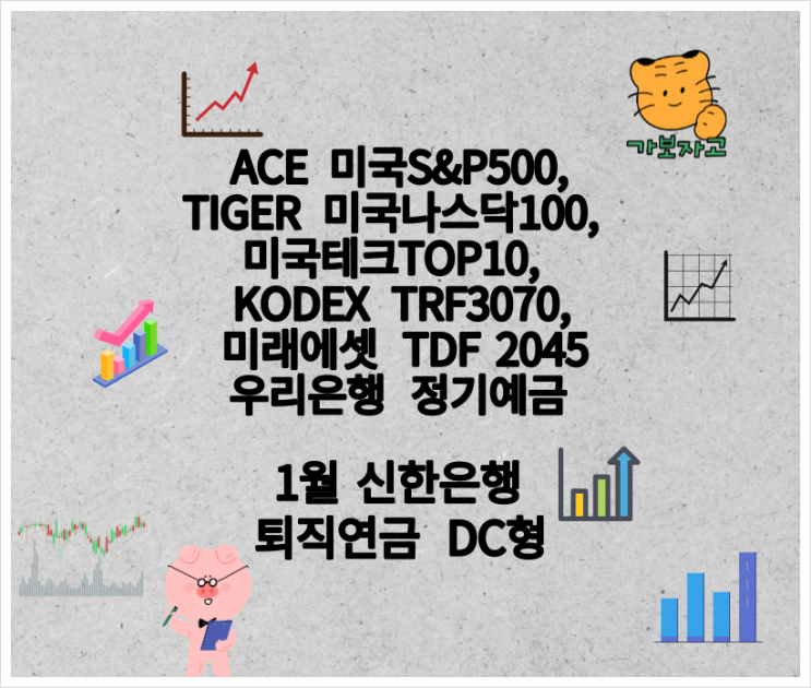  TIGER 미국테크TOP10, ACE 미국S&P500, 미국나스닥100, 우리은행 정기예금 등 퇴직연금 DC형 1월 현황