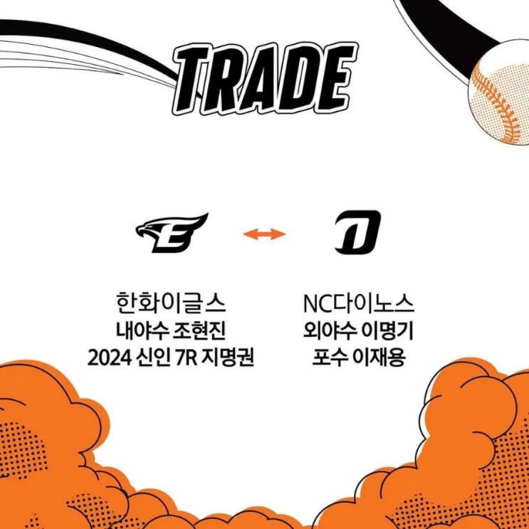 한화 NC 트레이드 NC 이명기, 이재용과 한화 조현진과... 