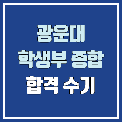 광운대 정보융합학부 수시 학생부종합전형 합격 후기 (광운대학교)