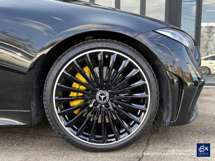 벤츠 CLS450 신형 20인치 마차휠 블랙 실버 투톤 유광 휠도색 + 옐로우 캘리퍼 도색
