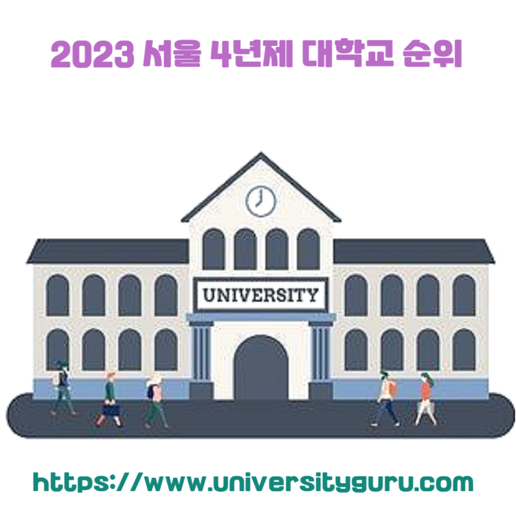  서울특별시 2023년 4년제 대학교 THE, QS, US News 등 1 ~ 50순위