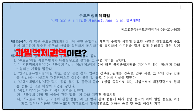 (수도권정비계획법) 과밀억제권역, 성장관리지역 및 자연보전권역 정리하기!