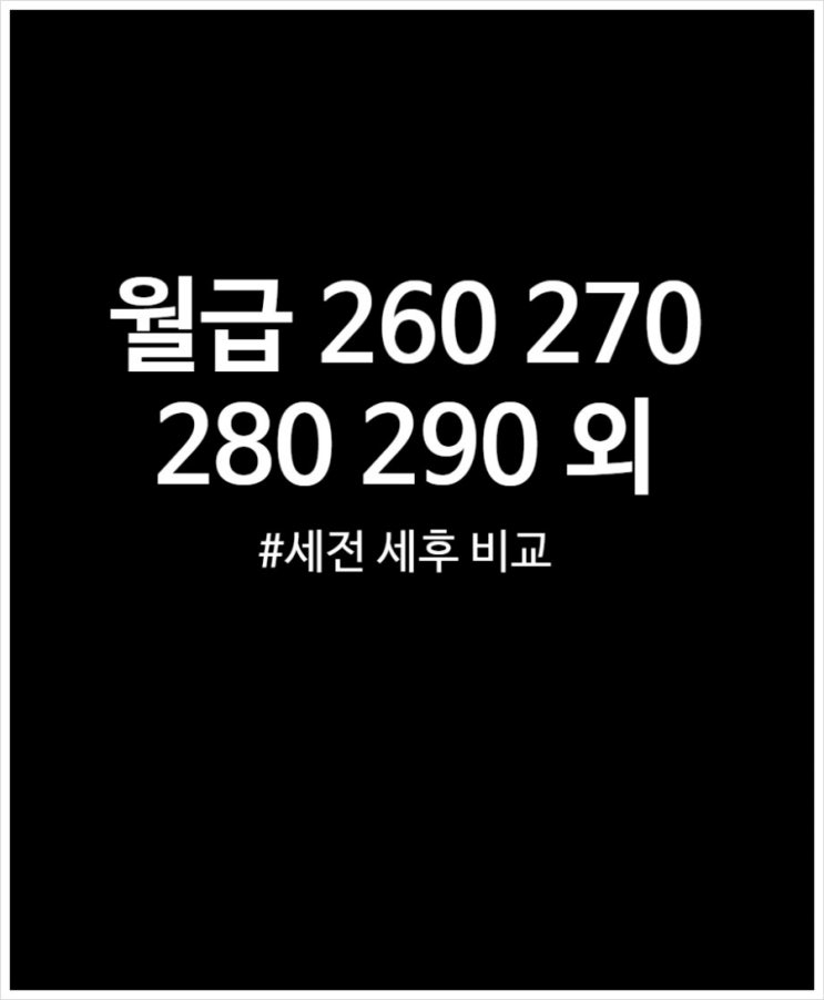 2023년 월급 260 270 280 290 세전 세후 비교