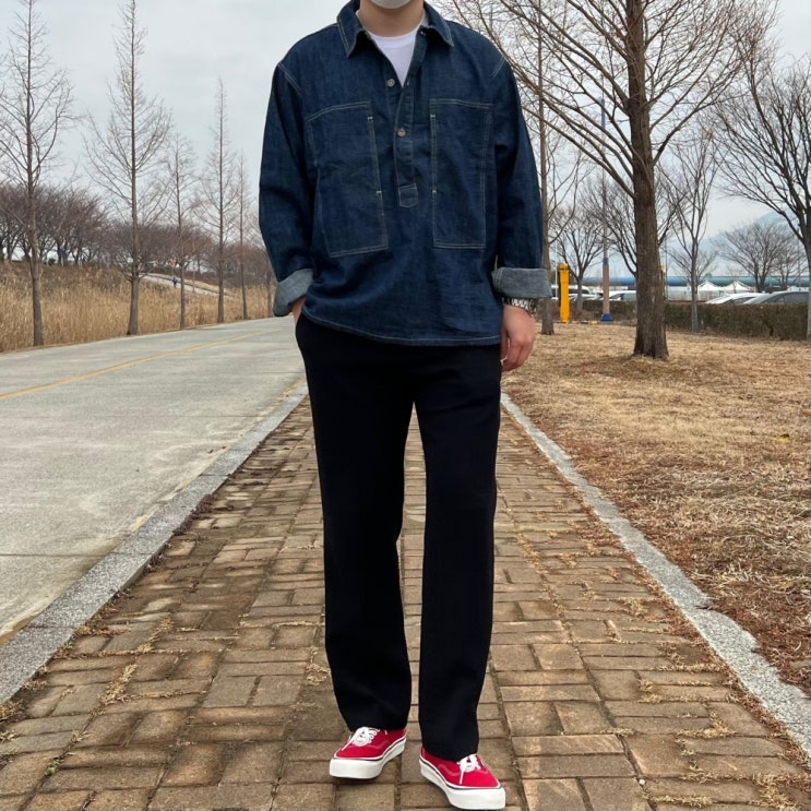  행거인더룸 CCC 워크 데님 셔츠 청남방 풀오버 남자 아메카지 코디