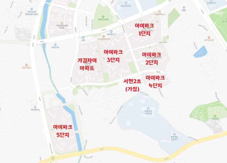  청주 가경 홍골지구, 가경 자이, 아이파크 아파트, 입지 및 배정초등학교 알아보기