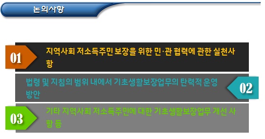 지역사회 기초생활보장 실무간담회