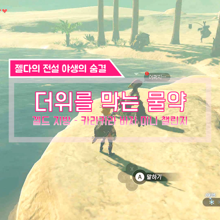  [젤다의전설 야생의숨결 공략] (132) 겔드 지방 - 더위를 막는 물약 (카라카라 바자 미니 챌린지, 썰렁 물약, 썰렁왕잠자리)