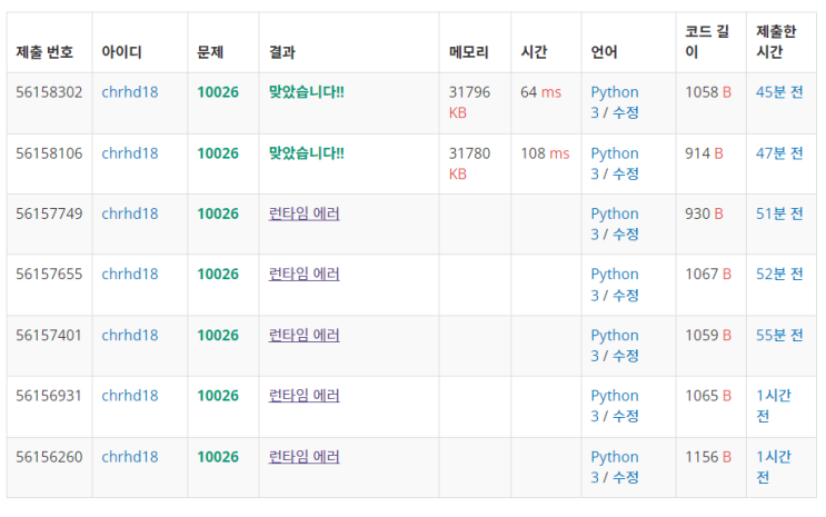  백준 문제, 10026 적록색약 문제를 풀면서 배운 점 (파이썬)