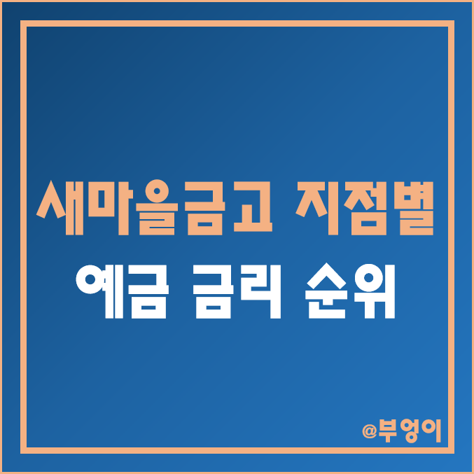 MG 새마을금고 정기 예금 금리 비교 (지점별 이자 높은 곳, 단기 6개월, 12개월, 24개월, 36개월 이자율 순위, 특판 이율)