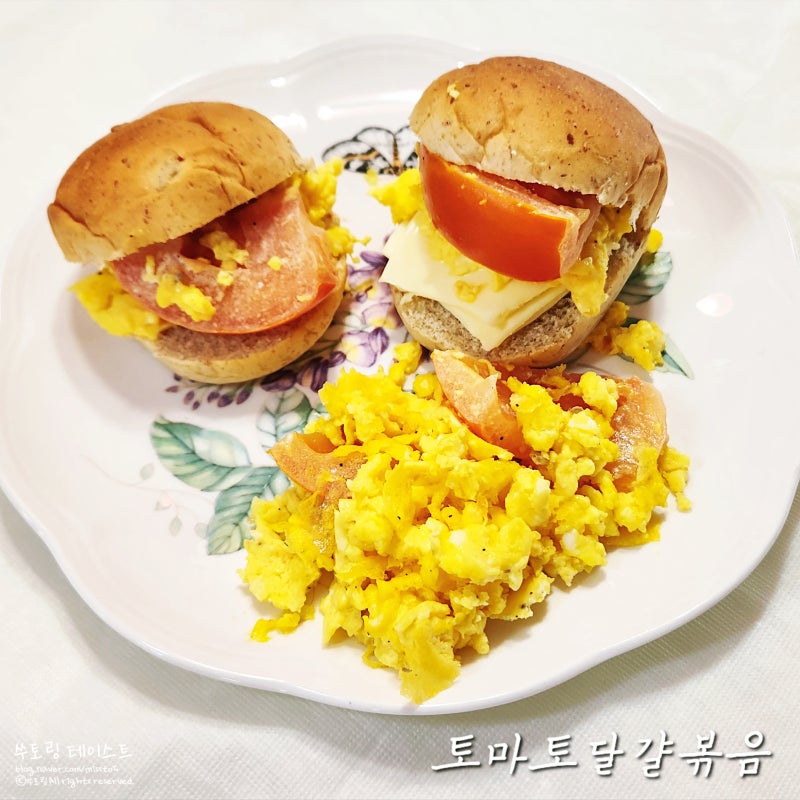토마토달걀볶음 토달볶 활용 모닝빵 샌드위치