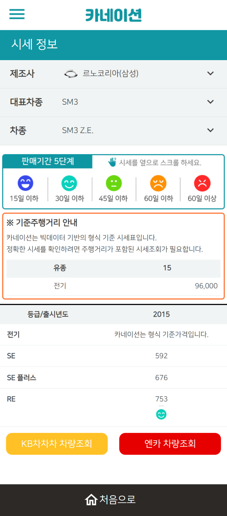 하우머치카 2023년 2월 SM3 Z.E. 중고차시세.가격표