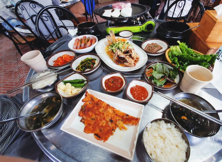 제주 여행 2- 춘미향식당(돼지목살+딱새우장+전복성게미역국+옥돔튀김).산방산맛집