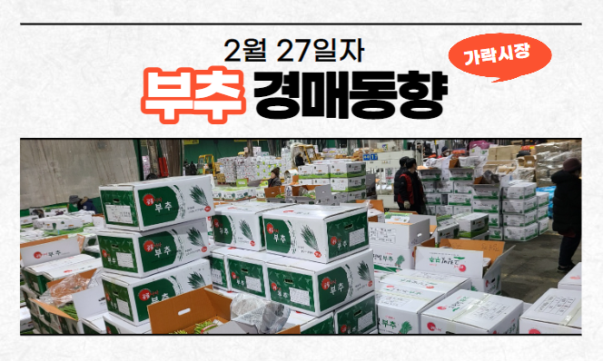  [경매사 일일보고] 2월 27일자 가락시장 부추 경매동향을 살펴보겠습니다!