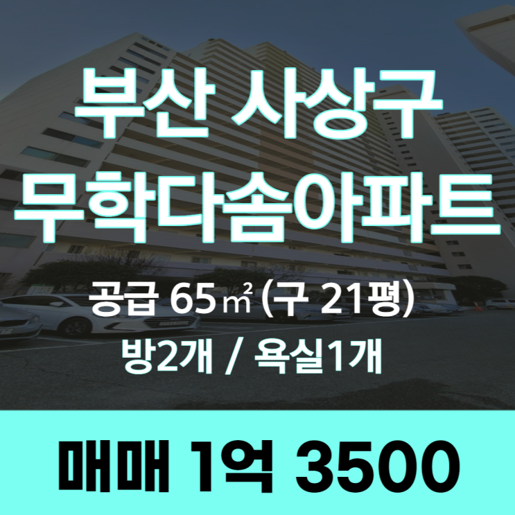 부산 사상구 무학다솜아파트 구, 21평 매매( 최근 씽크대, 화장실 수리 )