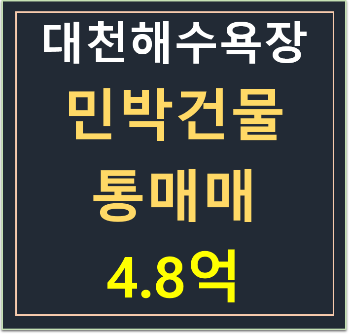 대천 해수욕장 민박 펜션 매매 4.8억 (주택수 미포함, 숙박시설)