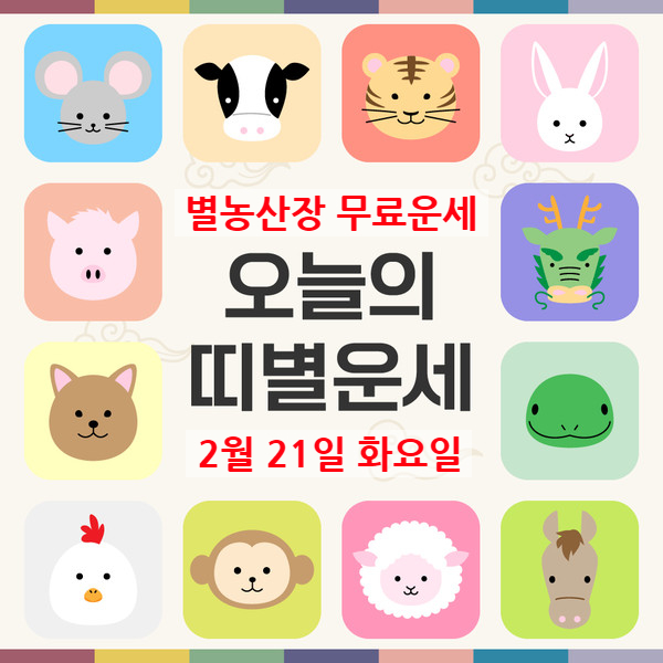  (띠별) 오늘의 운세 오늘 운세 2월 21일 화요일