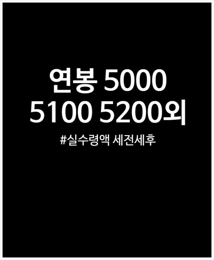  연봉 5000 5100 5200 5300 5400 실수령액 세전 세후 2023ver