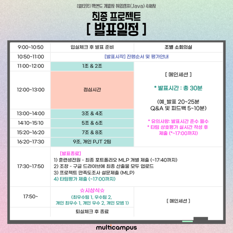  멀티잇 수료식 [백엔드 개발자 취업캠프 과정]