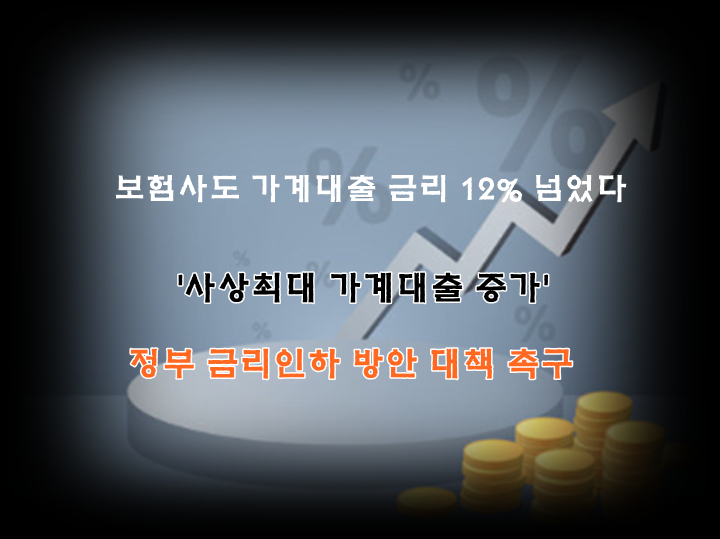  보험사도 가계대출 '역대 최대' 대출금리 12% 넘어섰다