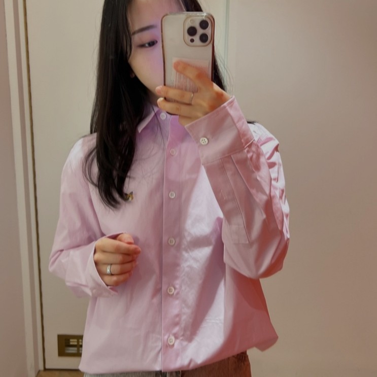[masion kitsune] 메종키츠네 봄맞이 긴팔 핑크 셔츠 착용 후기