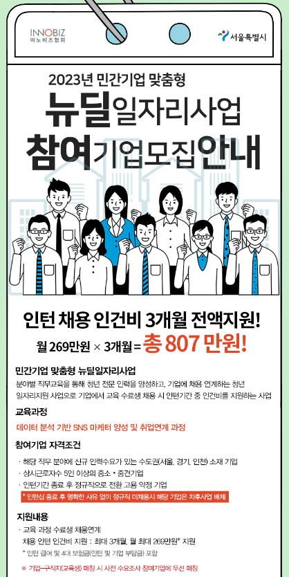 [서울ㆍ경기ㆍ인천] 2023년 민간기업 맞춤형 뉴딜일자리사업 참여기업 모집 공고