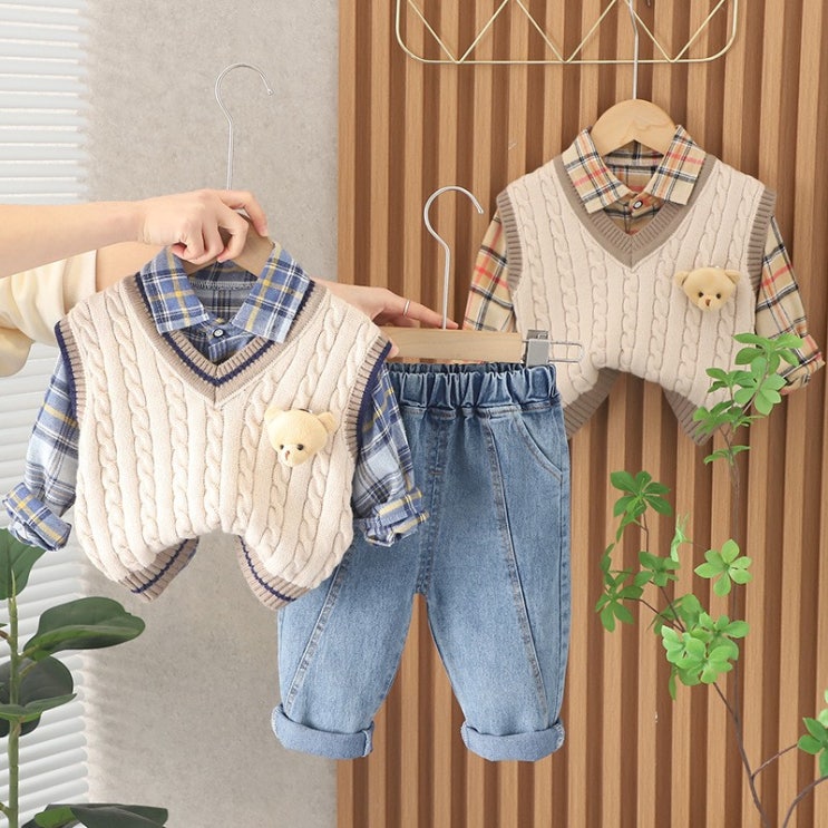  #남아상하복세트 꽈배기베스트3pcs 아기상하3종세트 신규가입쿠폰
