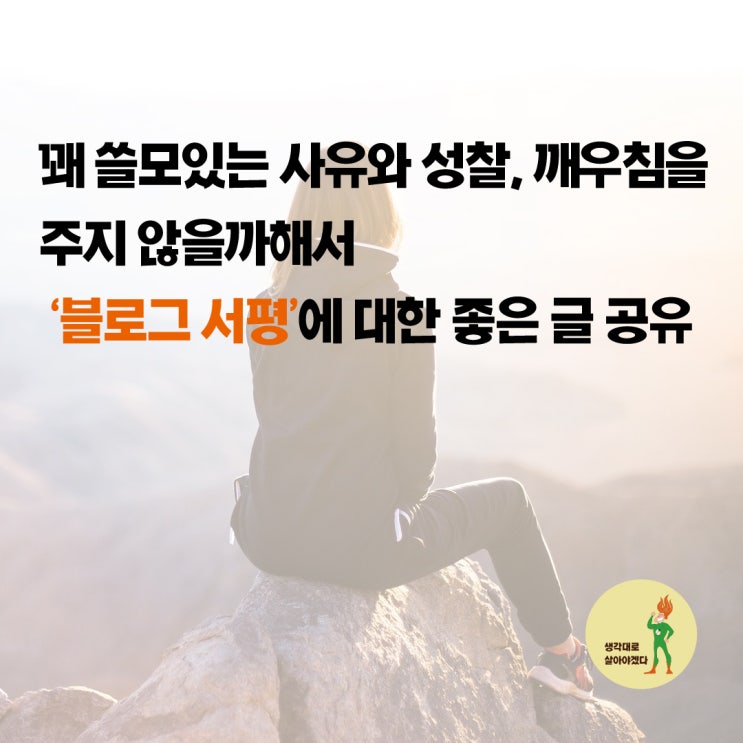  꽤 쓸모있는 사유와 성찰, 깨우침을 주지 않을까해서 '블로그 서평'에 대한 좋은 글 공유