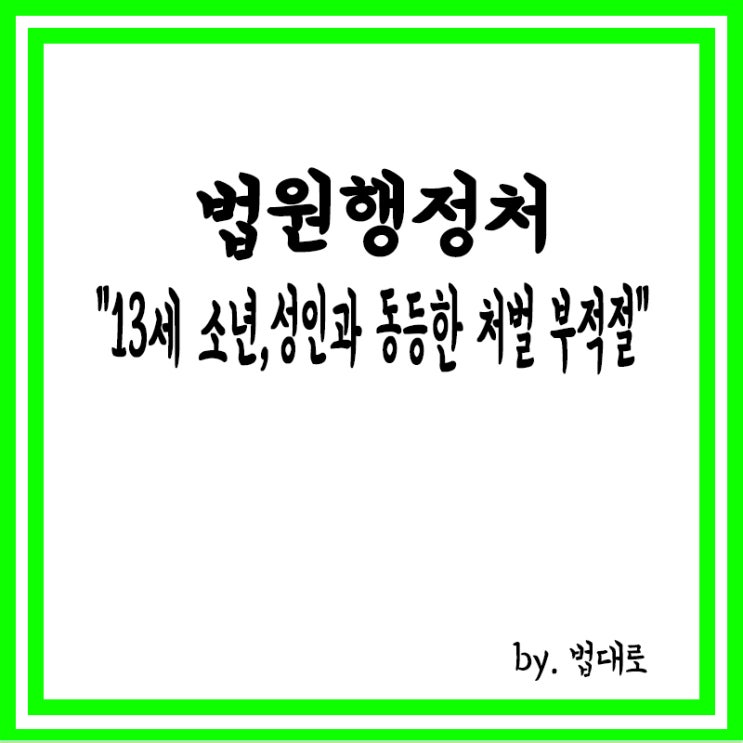  법원행정처 "13세 소년, 성인과 동등한 처벌 부적절",법무부vs행정처