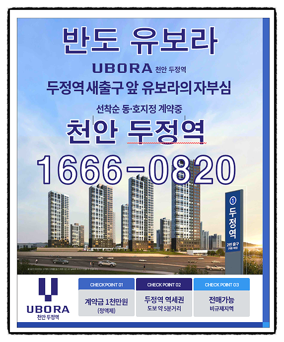  유보라 천안 두정역 반도 유보라 천안 아파트 선착순 동호지정안내