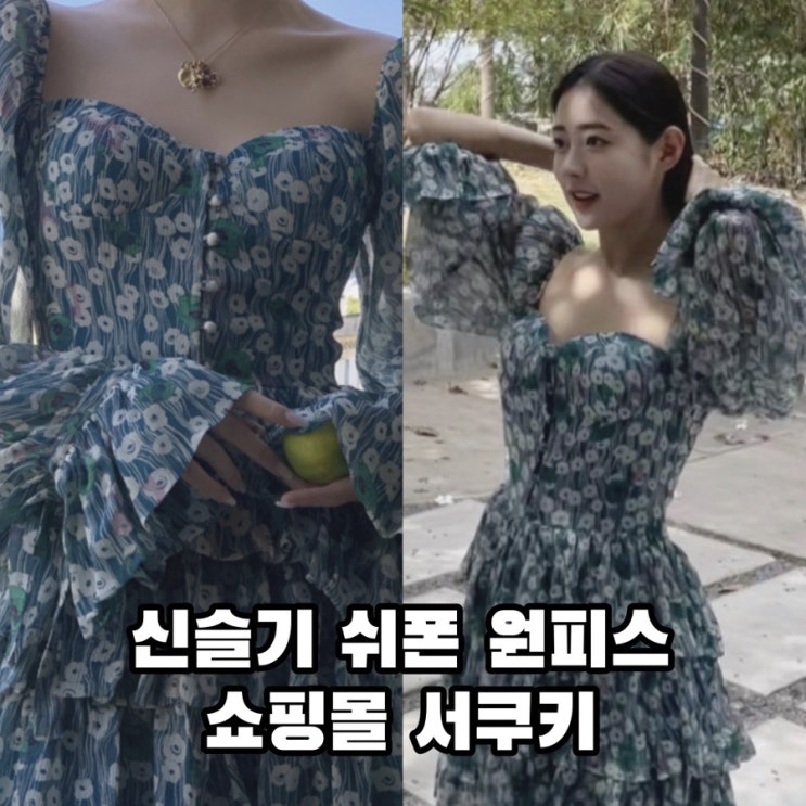  신슬기 쉬폰 원피스 쇼핑몰 서쿠키 키작녀 코디