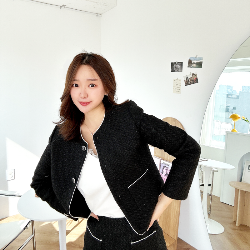 로엠 자켓 스커트 셋업 트위드 투피스 세트 여자 5월 결혼식 하객룩