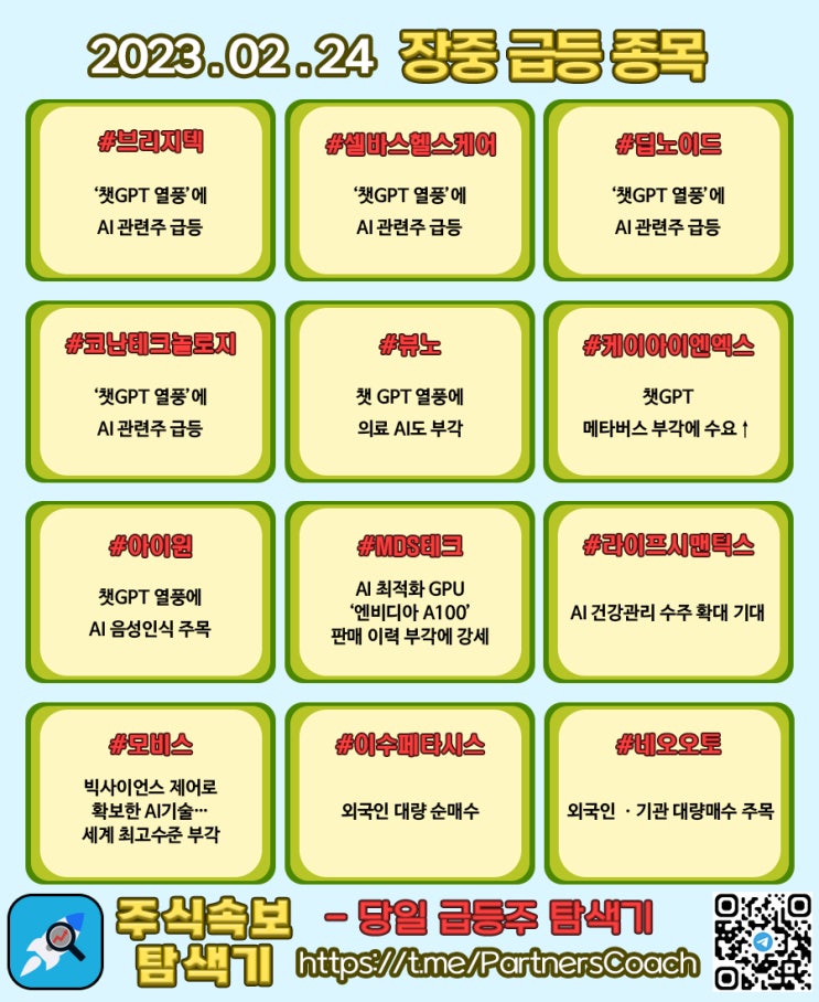  2023년 02월 24일 (금) 장중 급등종목