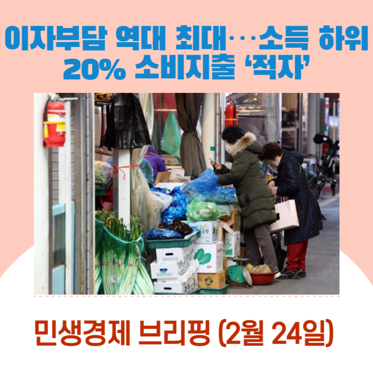  이자부담 역대 최대…소득 하위 20% 소비지출 ‘적자’ [민생경제브리핑]