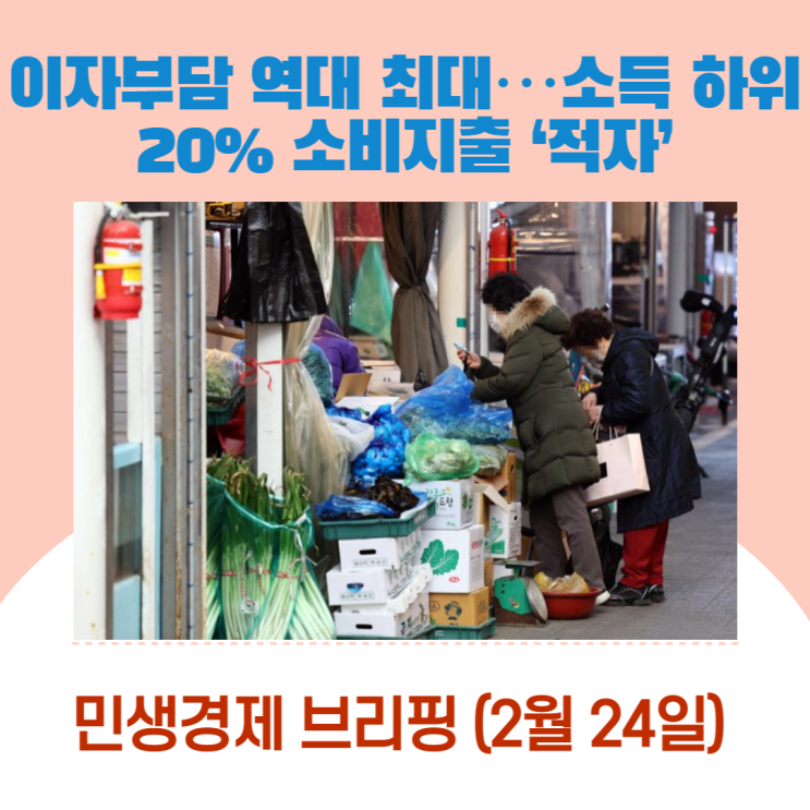 이자부담 역대 최대…소득 하위 20% 소비지출 ‘적자’ [민생경제브리핑]