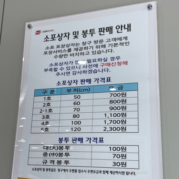  부산진우체국 영업, 마감 시간/포장 꿀팁/상자요금