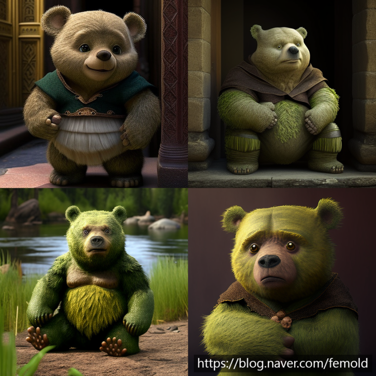  Art gallery : AI 이미지 슈렉 같은 곰돌이