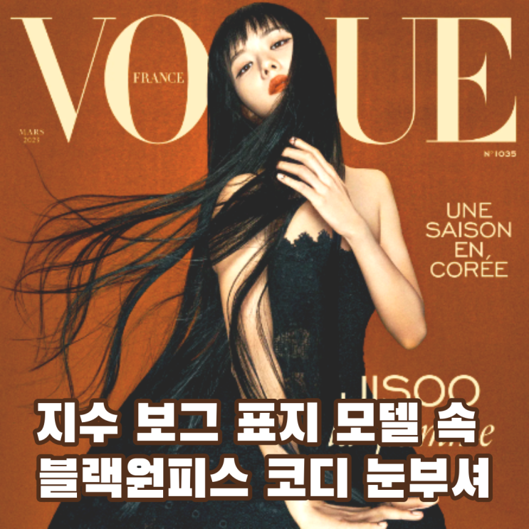 첫 한국인 프랑스 보그 표지 모델 지수 디올 미니 블랙 원피스 코디