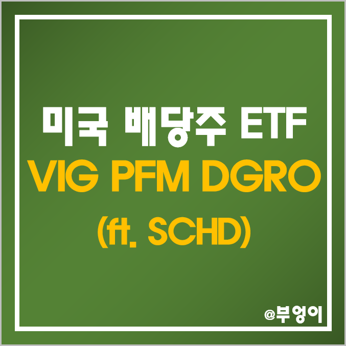 미국 배당주 ETF 추천 : VIG, PFM, DGRO 주가 및 배당수익률 (ft. SCHD)