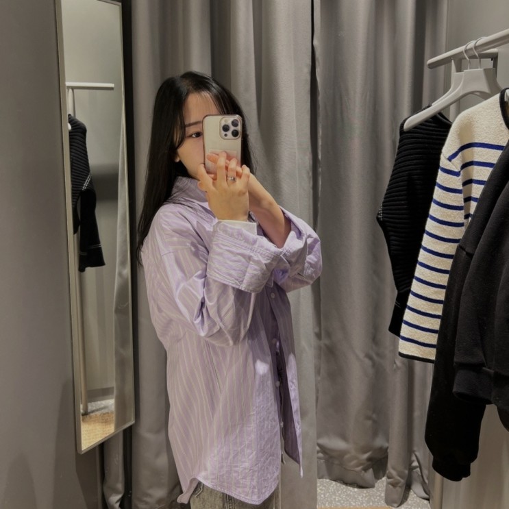 [ARKET] 아르켓 포플린 셔츠 봄에 입기 딱 좋은 컬러감ㅣ 더현대 서울 쇼핑 매장 착용 후기