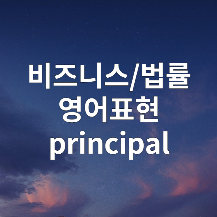 비즈니스 영어표현 principal 뜻 (feat. 원금, 교장, 당사자 영어로)