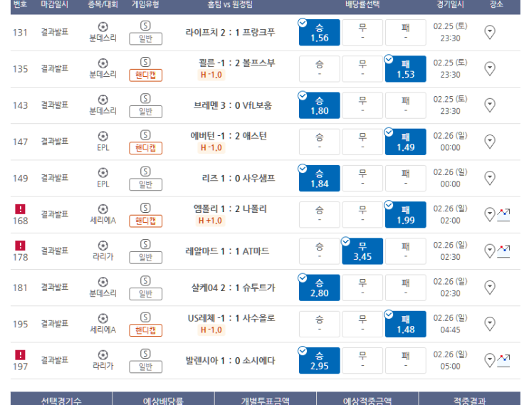 프로토 2/25일 토요일 경기 10폴 적중 및 한폴낙 프로토 2/25일 토요일 경기 10폴 적중 및 한폴낙