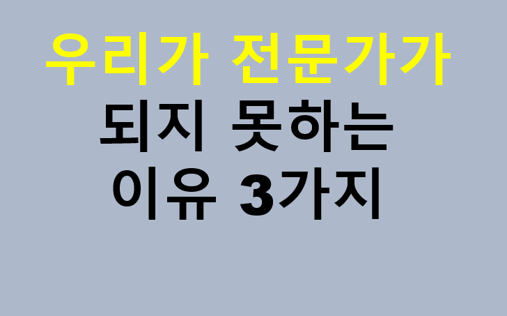 우리가 전문가가 되지 못하는 이유 3가지 우리가 전문가가 되지 못하는 이유 3가지