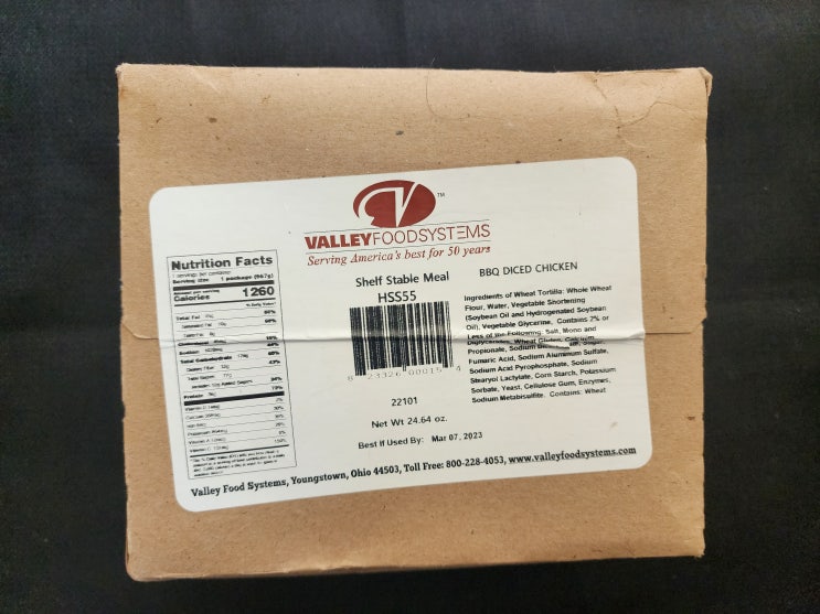  VALLEY FOODS Shelf Stable Meal Kits Bbq Diced Chicken