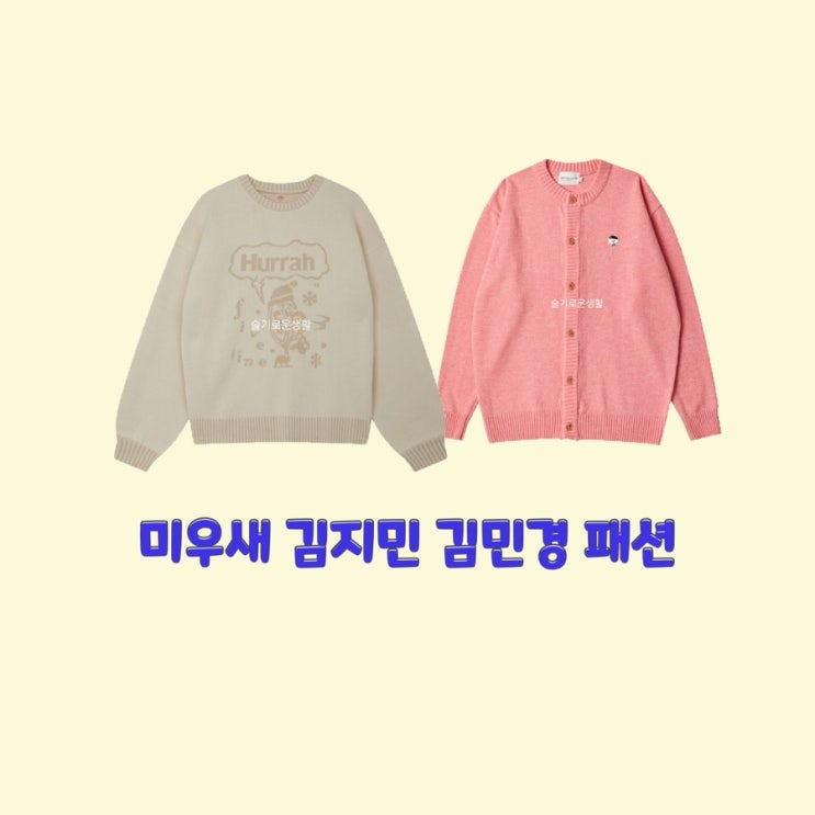 김지민 김민경 미운우리새끼332회 니트 가디건 스웨터 핑크 아이보리 강아지 옷 패션