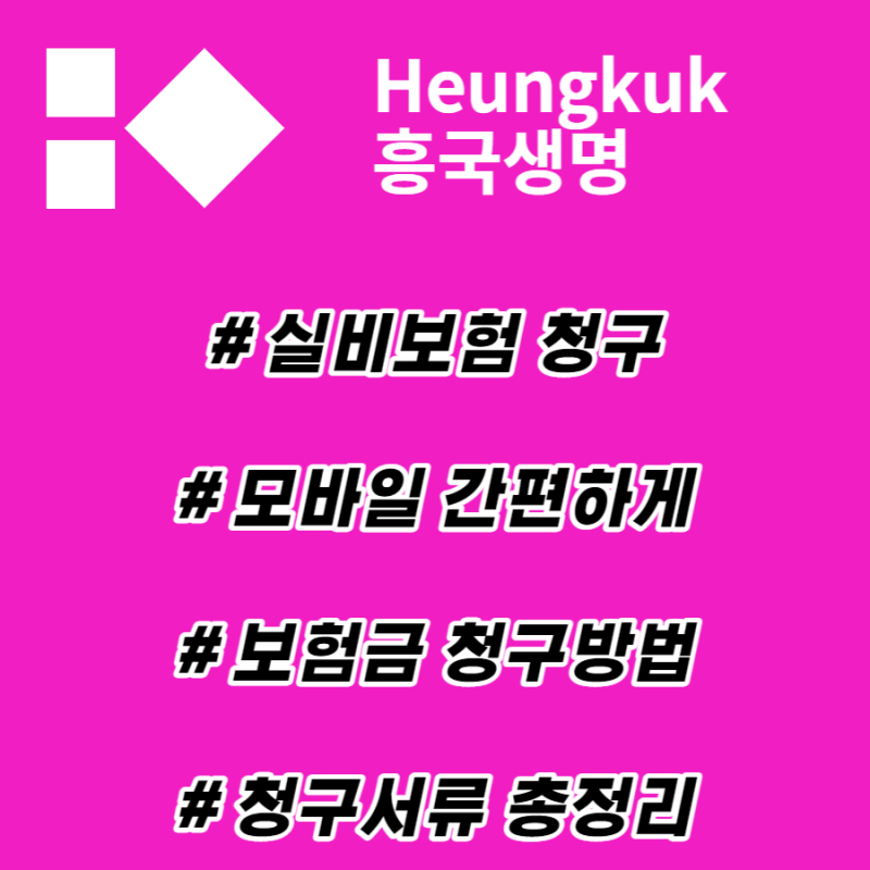 흥국생명 실비 보험 청구 서류 및 모바일 보험금 신청 방법